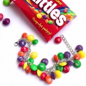 NWT Skittles Inspired Chunky Charm Bracelet - Adjustable Fit - Handmade